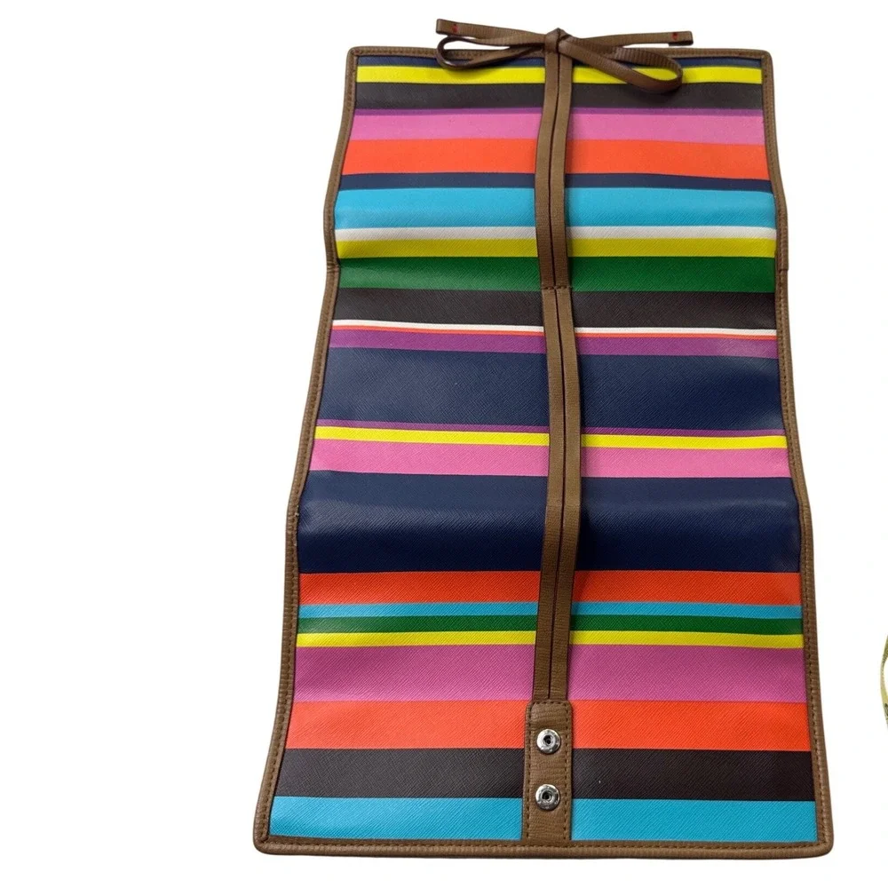 Stella & Dot Bring Your Bling Jewelry Roll Organizer Striped Travel Bag Multi